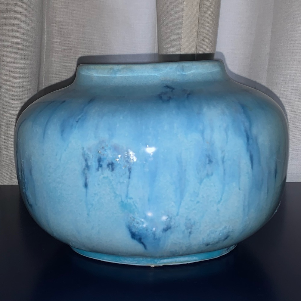 AERIN blue spotted ceramic vase